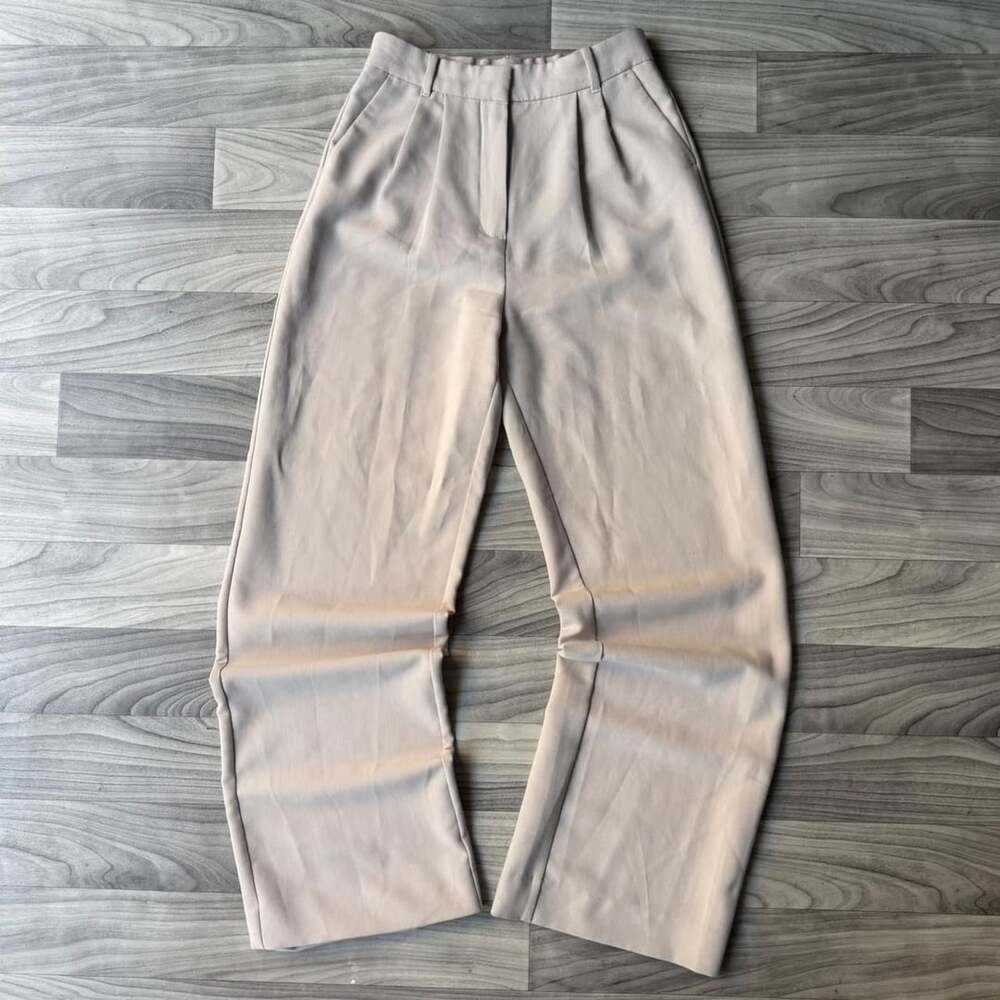 Abercrombie & Fitch Pleated Wide Leg Dress Pants Cream Size 27 4L